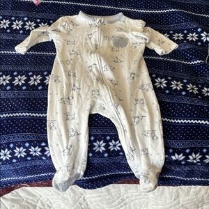 Little Me Cozy White Baby One Piece with Animal Print